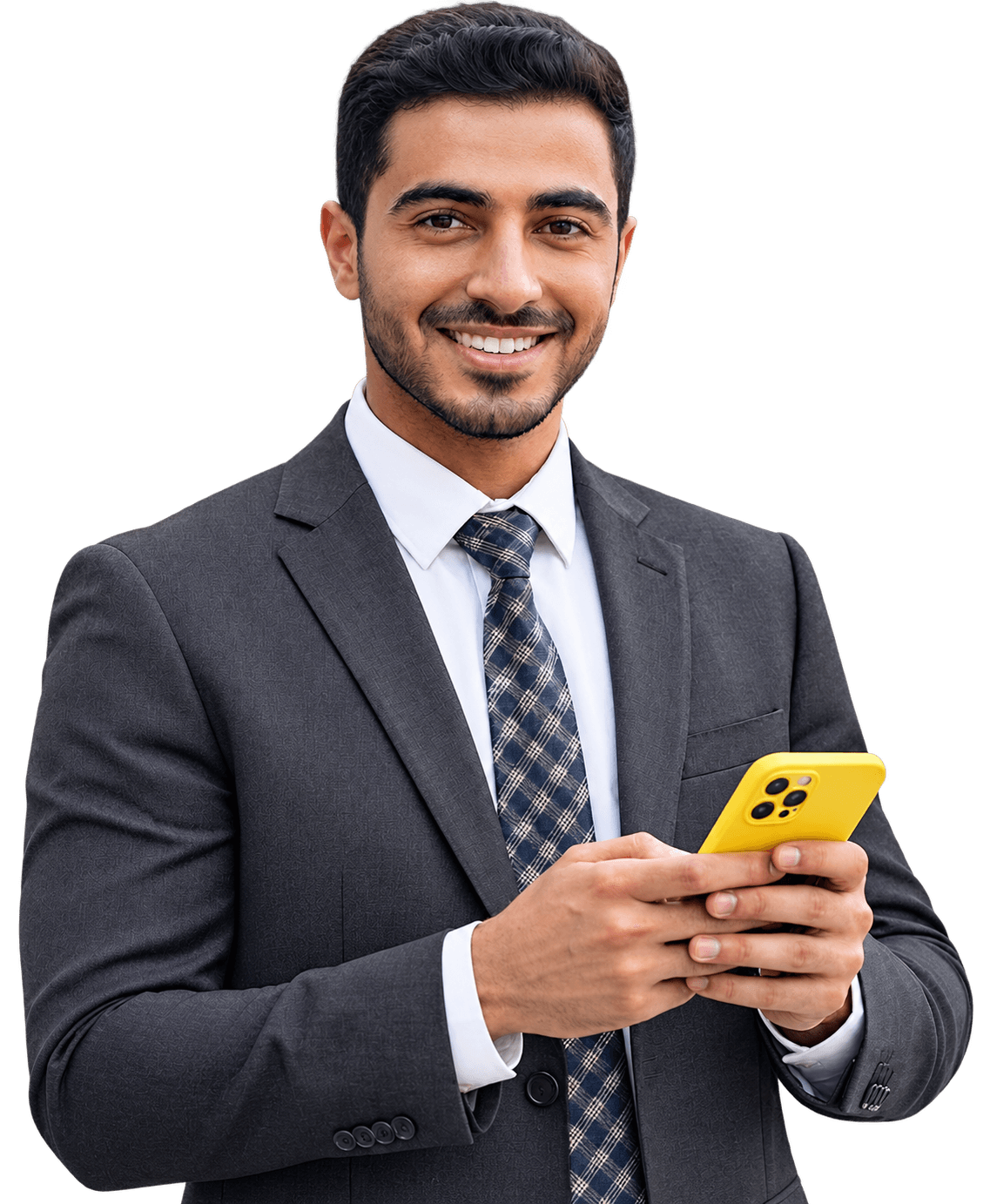 Professional man holding phone
